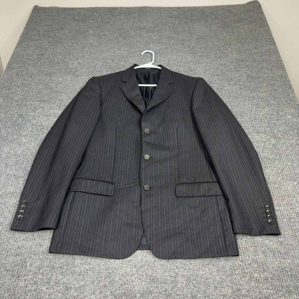 Gucci Blazer Mens 48R Black 100% Wool Pinstripe‎ 3-Button Made in Italy Luxury